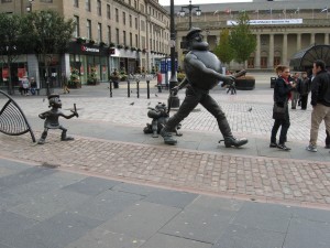 Sculpture outside Caird Hall, Dundee. You find statues like this all around the city!