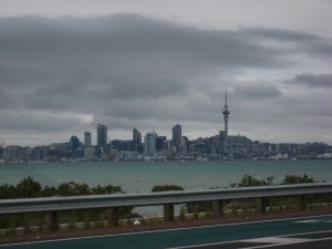 Auckland Skyline from the Harbour Bridge, North Island, New Zealand