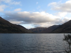 The Five Sisters mountain range as seen from Loch Duich