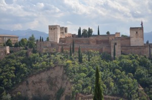 A beautiful mountain-top view of the Alhambra Palace.