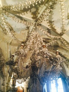 the chandelier in the bone church