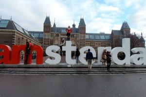 Hangin' out on the I Amsterdam sign