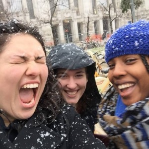 Exploring snowy Milan with my roommate Ashley, and housemate Bethany