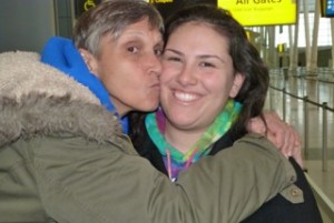 Kisses from my mom at the airport