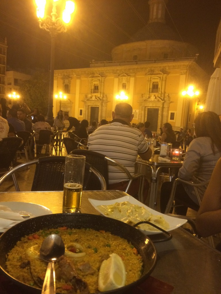 At Plaza de la Virgen at Valencia. Literally the greatest paella on this planet.