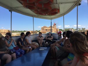 Taking the ferry to Mozia (note the windmill that serves the salt works)